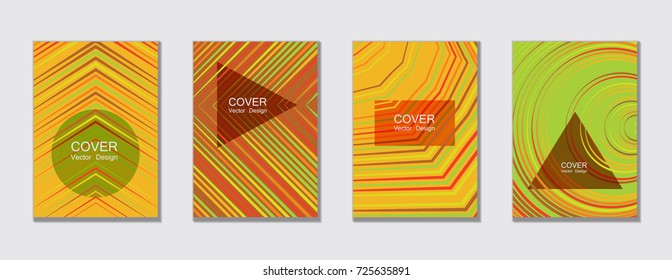 Geometric cover design template for annual report.  Trendy presentation templates. Abstract modern halftone lines grid vector background. Cover presentation on a4, advert, geometric shapes banner. 