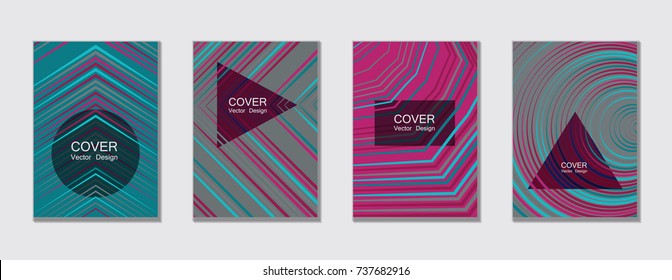 Geometric cover design template for annual report.  Trendy presentation templates. Abstract modern halftone lines grid vector background. Cover presentation on a4, advert, geometric shapes banner. 