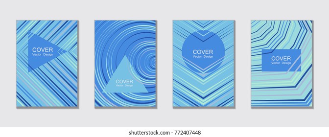 Geometric cover design template for annual report.  Trendy presentation templates. Abstract modern halftone lines grid vector background. Cover presentation on a4, advert, geometric shapes banner. 