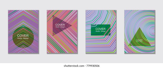 Geometric cover design template for annual report.  Trendy presentation templates. Abstract modern halftone lines grid vector background. Cover presentation on a4, advert, geometric shapes banner. 