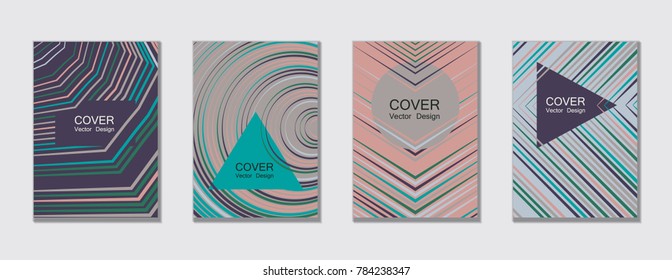 Geometric cover design template for annual report.  Trendy presentation templates. Abstract modern halftone lines grid vector background. Cover presentation on a4, advert, geometric shapes banner.