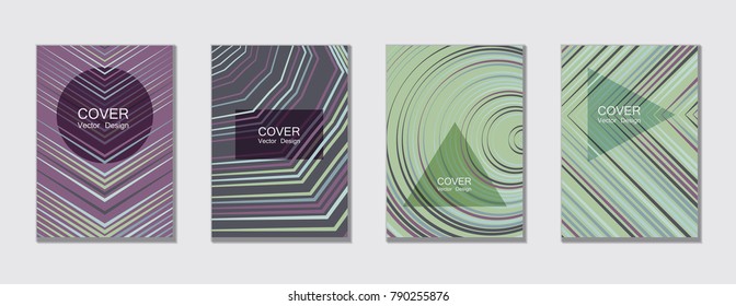 Geometric cover design template for annual report.  Trendy presentation templates. Abstract modern halftone lines grid vector background. Cover presentation on a4, advert, geometric shapes banner.