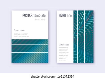 Geometric cover design template set. Red white blue abstract lines on dark background. Bizarre cover design. Ravishing catalog, poster, book template etc.
