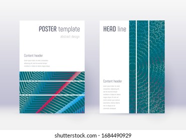 Designvorlage für geometrische Cover. Rote abstrakte Linien auf weißem, blauem Hintergrund. Bizarre Cover Design. Moderner Katalog, Plakat, Buchvorlage etc.