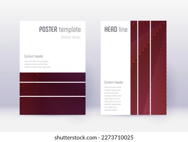Geometric cover design template set. Violet abstract lines on dark background. Bizarre cover design. Wonderful catalog, poster, book template etc.