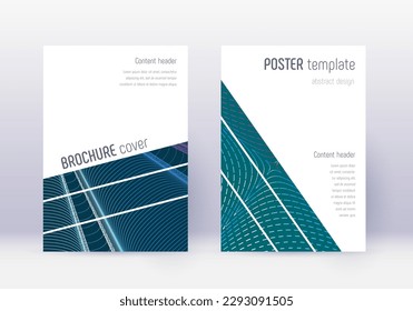 Geometric cover design template set. Red abstract lines on white blue background. Captivating cover design. Beauteous catalog, poster, book template etc.