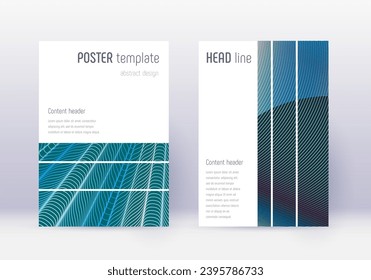 Geometric cover design template set. Red abstract lines on white blue background. Bizarre cover design. Pleasant catalog, poster, book template etc.