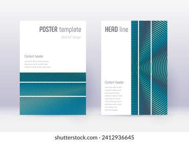 Geometric cover design template set. Red abstract lines on white blue background. Bizarre cover design. Mind-blowing catalog, poster, book template etc.