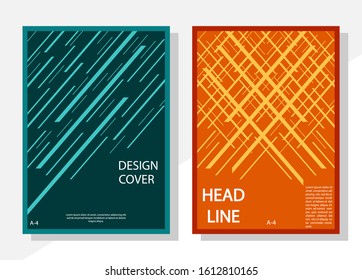 Geometric cover design templates A-4 format. Editable set of layouts for covers of books, magazines, notebooks, albums, booklets. Flat design, modern colors.