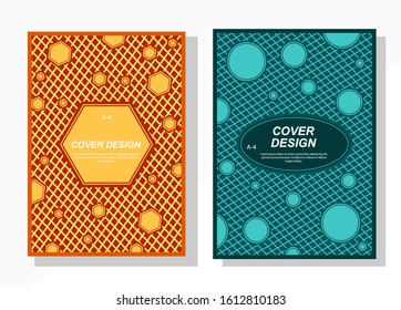 Geometric cover design templates A-4 format. Editable set of layouts for covers of books, magazines, notebooks, albums, booklets. Flat design, modern colors.