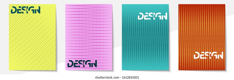 Geometric cover design templates A-4 format. Editable set of layouts for covers of books, magazines, notebooks, albums, booklets. Flat design, modern colors.