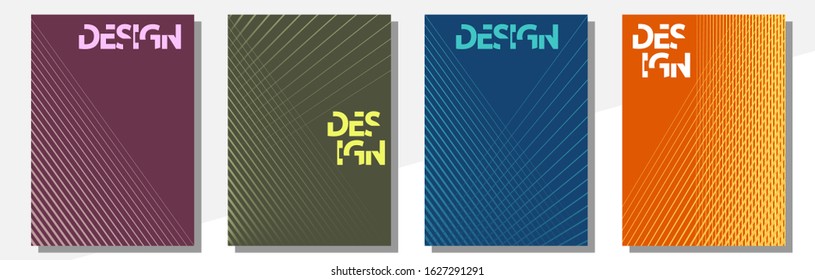 Geometric cover design templates A-4 format. Editable set of layouts for covers of books, magazines, notebooks, albums, booklets. Flat design, modern colors.