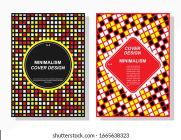 Geometric cover design templates A-4 format. Editable set of layouts for covers of books, magazines, notebooks, albums, booklets. Flat design, modern colors.