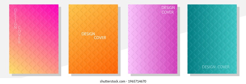 Geometric cover design templates A-4 format. Editable set of layouts for covers of books, magazines, notebooks, albums, booklets. Flat design, modern colors.