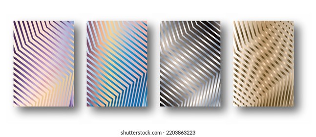 Modelos de diseño de portada geométrica en formato A-4. Conjunto editable de diseños para portadas de libros, revistas, cuadernos, álbumes, folletos. Diseño plano, colores modernos.