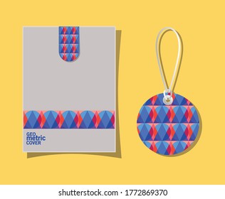 geometric cover envelope and label design of Mockup corporate identity template and branding theme Vector illustration