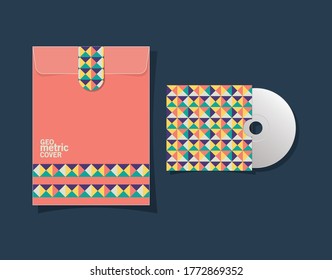 geometric cover file and cd design of Mockup corporate identity template and branding theme Vector illustration