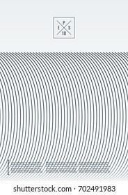 Geometric cover. Line shape design. Minimal pattern. Abstract background for music bands. Stylish corporate flyer. Linear presentation template. Magazine minimalistic poster. Grey and white banner.