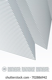 Geometric cover. Line shape design. Minimal pattern. Abstract background for music bands. Stylish corporate flyer. Linear presentation template. Magazine minimalistic poster. Grey and white banner.