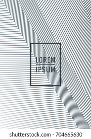 Geometric cover. Line shape design. Minimal pattern. Abstract background for music bands. Stylish corporate flyer. Linear presentation template. Magazine minimalistic poster. Grey and white banner.