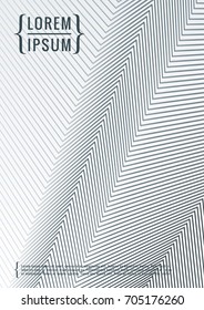 Geometric cover. Line shape design. Minimal pattern. Abstract background for music bands. Stylish corporate flyer. Linear presentation template. Magazine minimalistic poster. Grey and white banner.