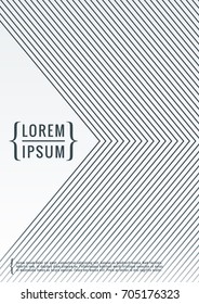 Geometric cover. Line shape design. Minimal pattern. Abstract background for music bands. Stylish corporate flyer. Linear presentation template. Magazine minimalistic poster. Grey and white banner.