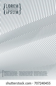 Geometric cover. Line shape design. Minimal pattern. Abstract background for music bands. Stylish corporate flyer. Linear presentation template. Magazine minimalistic poster. Grey and white banner.