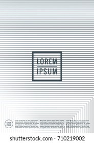 Geometric cover. Line shape design. Minimal pattern. Abstract background for music bands. Stylish corporate flyer. Linear presentation template. Magazine minimalistic poster. Grey and white banner.