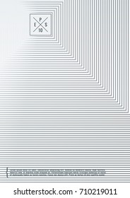 Geometric cover. Line shape design. Minimal pattern. Abstract background for music bands. Stylish corporate flyer. Linear presentation template. Magazine minimalistic poster. Grey and white banner.
