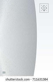 Geometric cover. Line shape design. Minimal pattern. Abstract background for music bands. Stylish corporate flyer. Linear presentation template. Magazine minimalistic poster. Grey and white banner.
