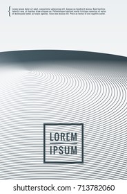 Geometric cover. Line shape design. Minimal pattern. Abstract background for music bands. Stylish corporate flyer. Linear presentation template. Magazine minimalistic poster. Grey and white banner.