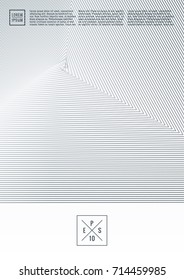 Geometric cover. Line shape design. Minimal pattern. Abstract background for music bands. Stylish corporate flyer. Linear presentation template. Magazine minimalistic poster. Grey and white banner.