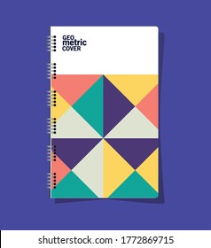 geometric cover notebook design of Mockup corporate identity template and branding theme Vector illustration