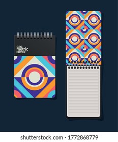 geometric cover notebooks design of Mockup corporate identity template and branding theme Vector illustration