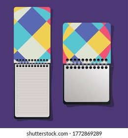 geometric cover notebooks design of Mockup corporate identity template and branding theme Vector illustration