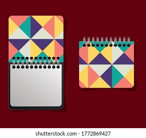 geometric cover notebooks design of Mockup corporate identity template and branding theme Vector illustration