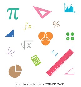 Geometric cover page with mathematics symbols for books cover, magazines and posters.