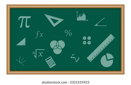 Portada geométrica con símbolos matemáticos para portada de libros, revistas y afiches.