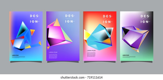 Abstract colorful geometric cover and poster template. Set of typography layout design composition for event and publication.
 