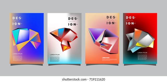 Abstract colorful geometric cover and poster template. Set of typography layout design composition for event and publication.
 