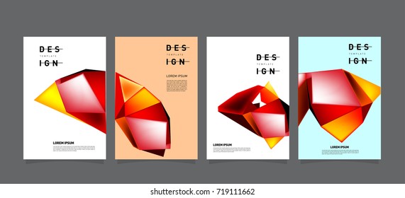 Abstract colorful geometric cover and poster template. Set of typography layout design composition for event and publication.
 