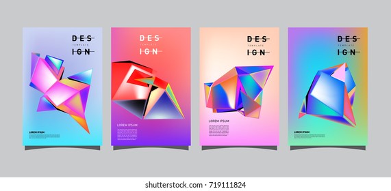 Abstract colorful geometric cover and poster template. Set of typography layout design composition for event and publication.
 
