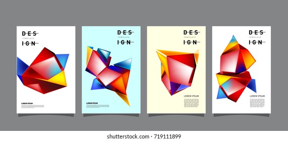 Abstract colorful geometric cover and poster template. Set of typography layout design composition for event and publication.
 