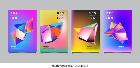 Abstract colorful geometric cover and poster template. Set of typography layout design composition for event and publication.
 