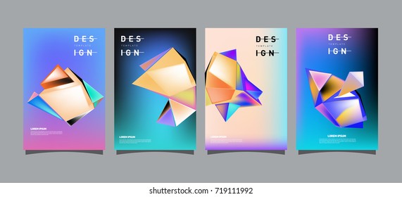 Abstract colorful geometric cover and poster template. Set of typography layout design composition for event and publication.
 