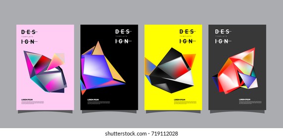 Abstract colorful geometric cover and poster template. Set of typography layout design composition for event and publication.
 