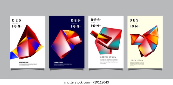 Abstract colorful geometric cover and poster template. Set of typography layout design composition for event and publication.
 