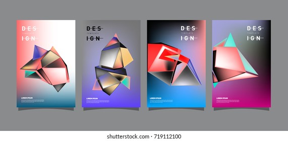 Abstract colorful geometric cover and poster template. Set of typography layout design composition for event and publication.
 