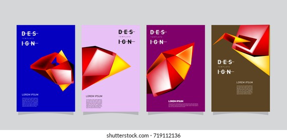 Abstract colorful geometric cover and poster template. Set of typography layout design composition for event and publication.
 