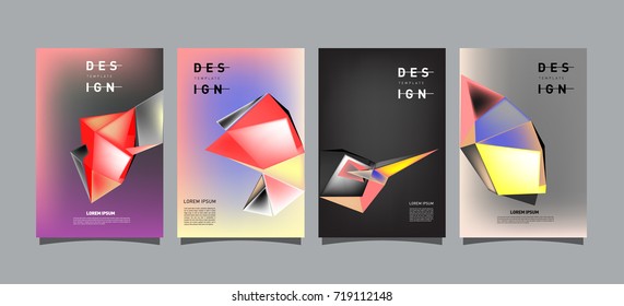 Abstract colorful geometric cover and poster template. Set of typography layout design composition for event and publication.
 